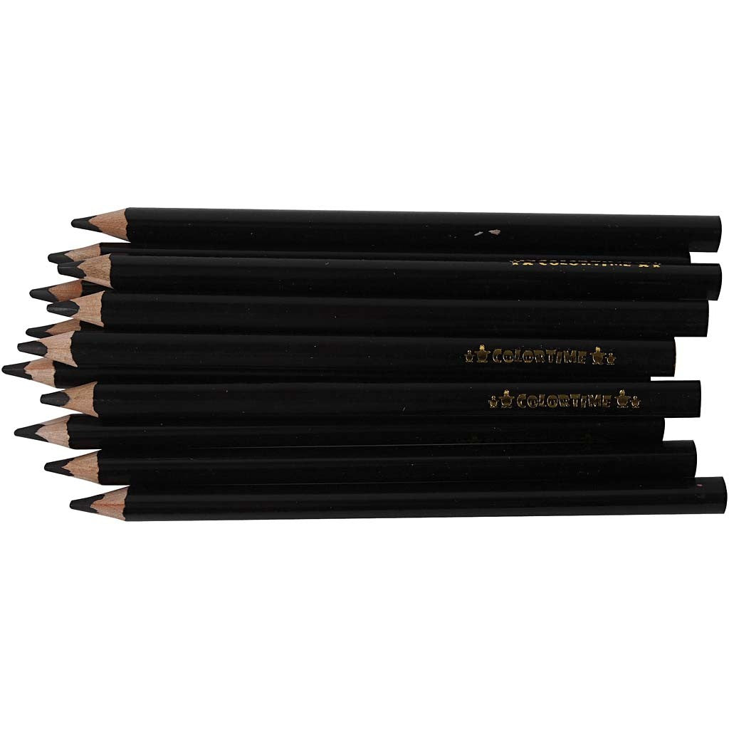 Colortime Colour Pencils, L: 17,45 cm, lead 5 mm, JUMBO, black, 12 pc/ 1 pack [HOB-38181]