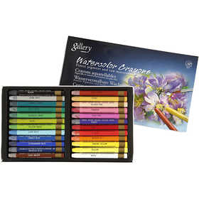 Watercolor Crayons, L: 9,3 cm, assorted colours, 24 pc/ 1 pack [HOB-38285]