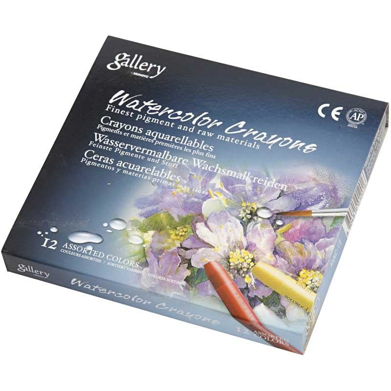 Watercolor Crayons, L: 9,3 cm, thickness 8 mm, cobalt blue (338), 12 pc/ 1 pack [HOB-38296]