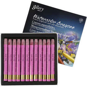 Watercolor Crayons, L: 9,3 cm, thickness 8 mm, fresh pink (316), 12 pc/ 1 pack [HOB-38316]