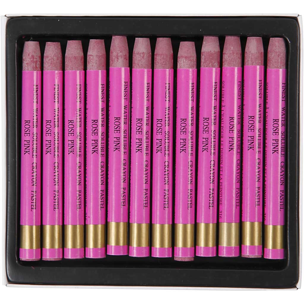 Watercolor Crayons, L: 9,3 cm, thickness 8 mm, fresh pink (316), 12 pc/ 1 pack [HOB-38316]