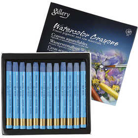 Watercolor Crayons, L: 9,3 cm, thickness 8 mm, sky blue (337), 12 pc/ 1 pack [HOB-38317]