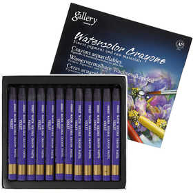 Watercolor Crayons, L: 9,3 cm, thickness 8 mm, violet (320), 12 pc/ 1 pack [HOB-38321]