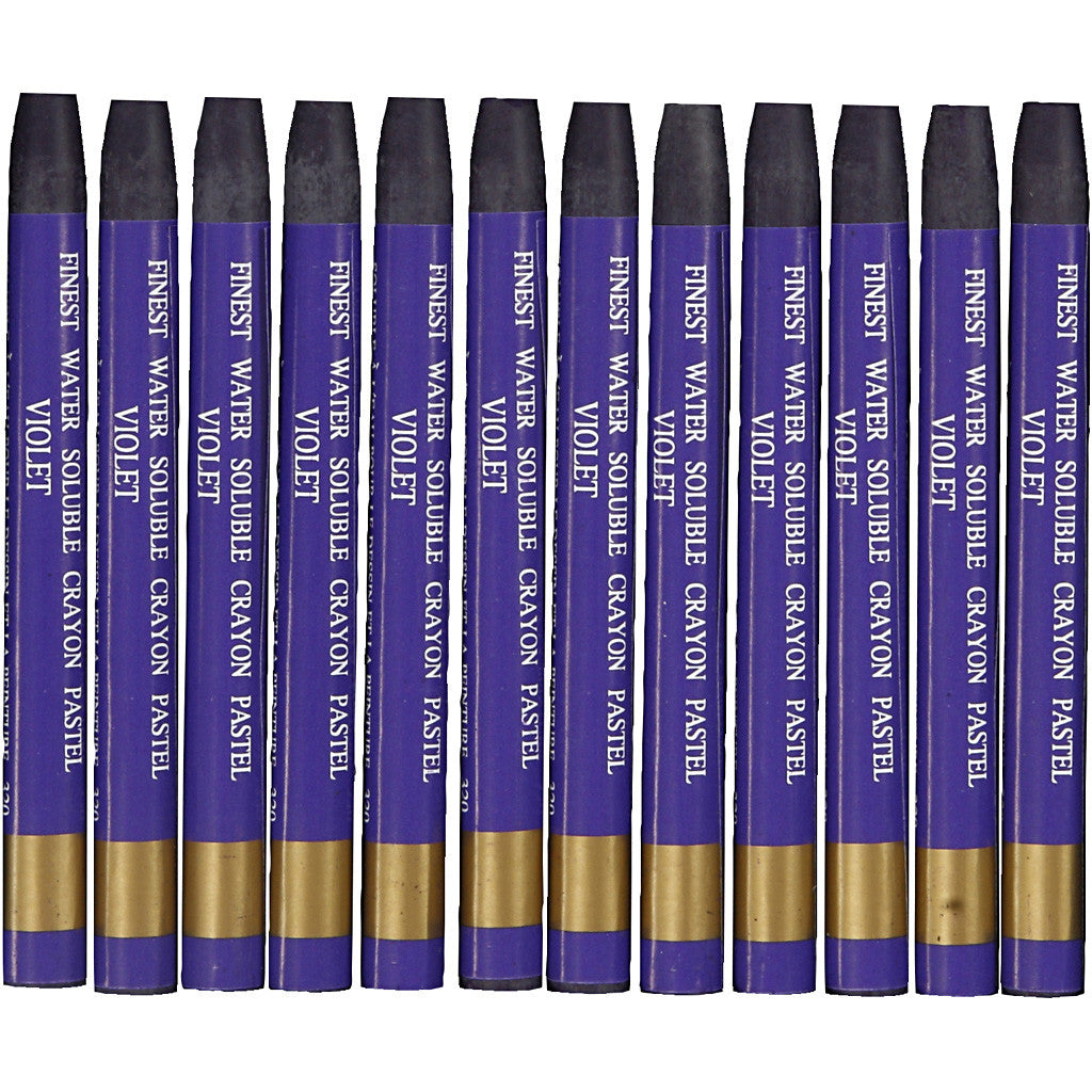 Watercolor Crayons, L: 9,3 cm, thickness 8 mm, violet (320), 12 pc/ 1 pack [HOB-38321]