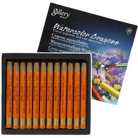 Watercolor Crayons, L: 9,3 cm, orange, 12 pc/ 1 pack [HOB-38323]