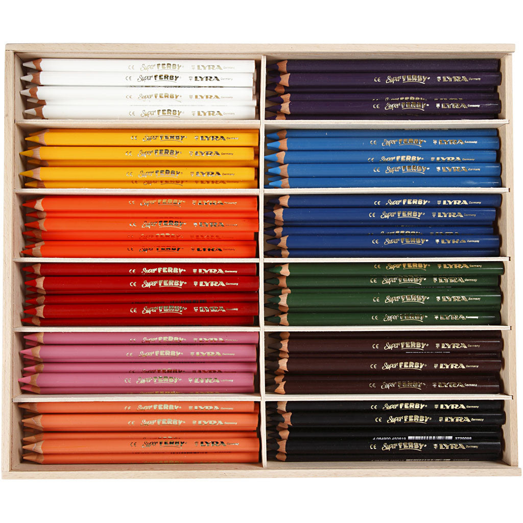 Super Ferby 1 colouring pencils, L: 18 cm, lead 6,25 mm, assorted colours, 12x12 pc/ 1 pack [HOB-38380]