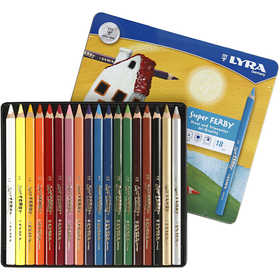 Super Ferby 1 colouring pencils, L: 18 cm, lead 6,25 mm, assorted colours, 18 pc/ 1 pack [HOB-38386]