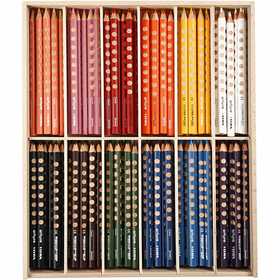 Groove Colouring Pencils, L: 18 cm, lead 4.25 mm, assorted colours, 12x12 pc/ 1 pack [HOB-38504]