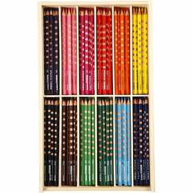 Groove Slim Colouring Pencils, L: 18 cm, lead 3,3 mm, assorted colours, 12x12 pc/ 1 pack [HOB-38508]