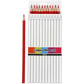 Colortime Colouring Pencils, L: 17 cm, lead 3 mm, red, 12 pc/ 1 pack [HOB-38572]