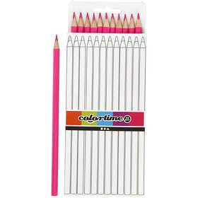 Colortime Colouring Pencils, L: 17 cm, lead 3 mm, pink, 12 pc/ 1 pack [HOB-38573]