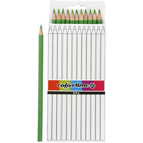 Colortime Colouring Pencils, L: 17 cm, lead 3 mm, light green, 12 pc/ 1 pack [HOB-38578]
