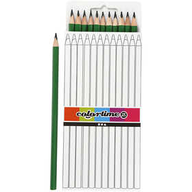 Colortime Colouring Pencils, L: 17 cm, lead 3 mm, green, 12 pc/ 1 pack [HOB-38579]