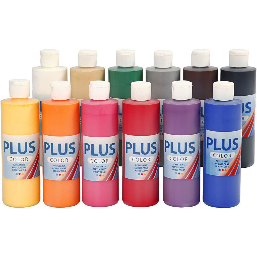 Plus Color Craft Paint, standard colours, 12x250 ml/ 1 pack [HOB-39494]