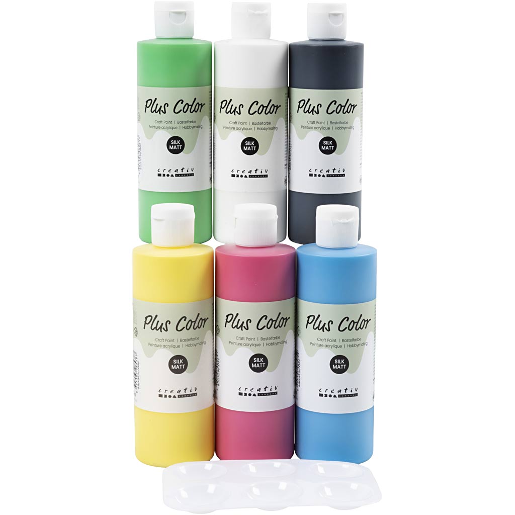Plus Color Craft Paint, primary colours, 6x250 ml