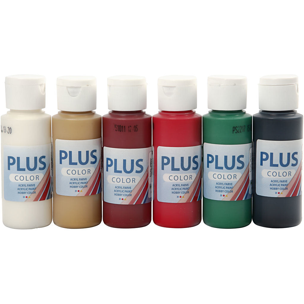 Plus Color Craft Paint, christmas colours, 6x60 ml/ 1 pack [HOB-39696]