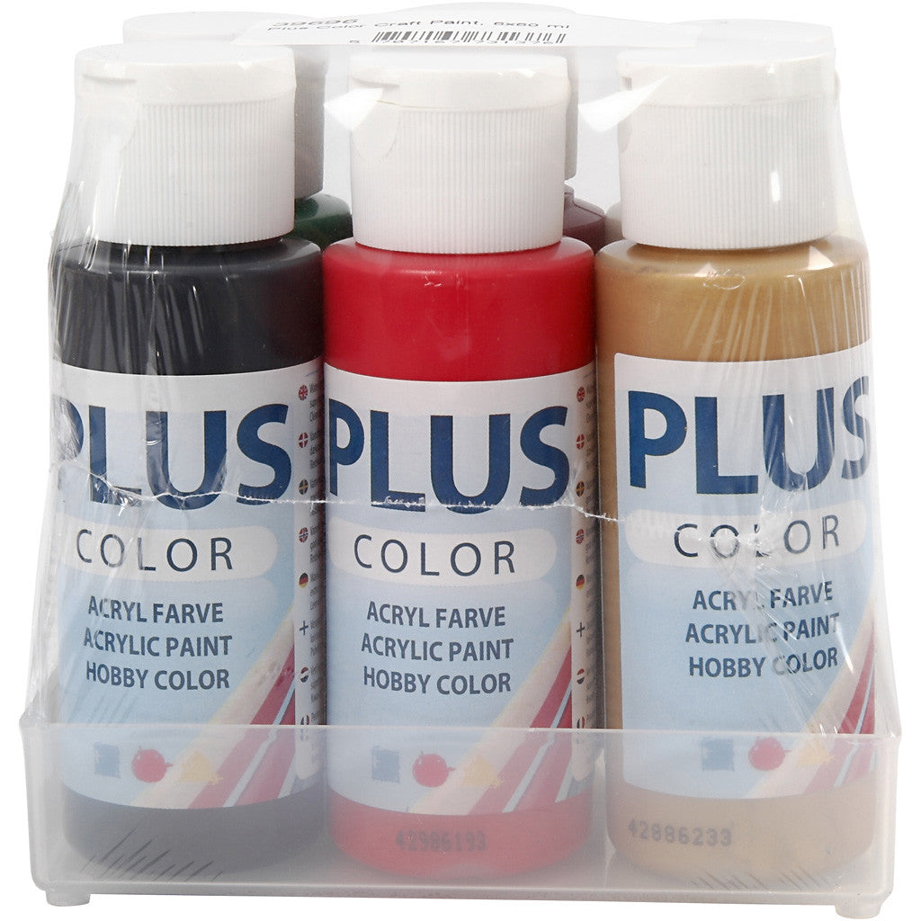 Plus Color Craft Paint, christmas colours, 6x60 ml/ 1 pack [HOB-39696]