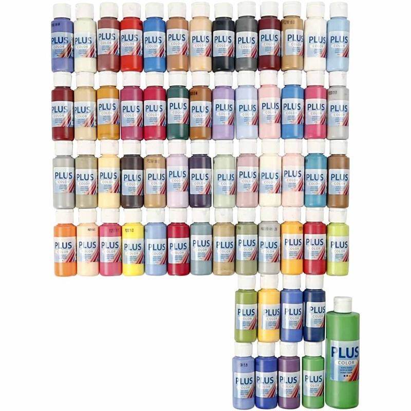 Plus Color Craft Paint, assorted colours, 60x60 ml/ 1 pack [HOB-39697]