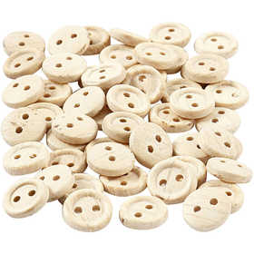 Wooden Buttons, dia. 8 mm, 2 holes, 50 pc/ 1 pack [HOB-403011]