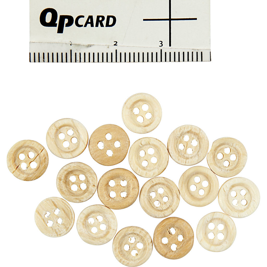 Wooden Buttons, dia. 8 mm, 2 holes, 50 pc/ 1 pack [HOB-403011]