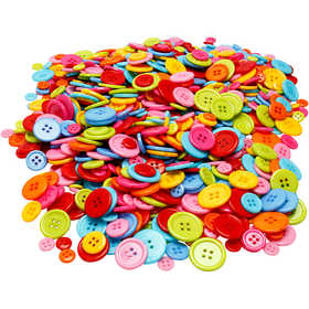 Button Mix, dia. 10+15+20+22 mm, 500 g/ 1 pack [HOB-40414]