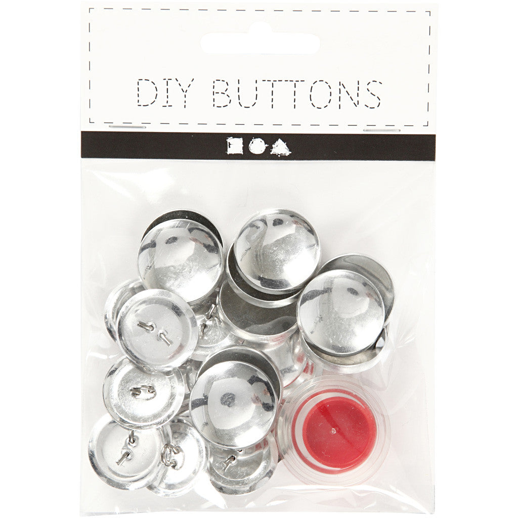 DIY Covered Buttons, dia. 22 mm, 12 pc/ 1 pack [HOB-40415]