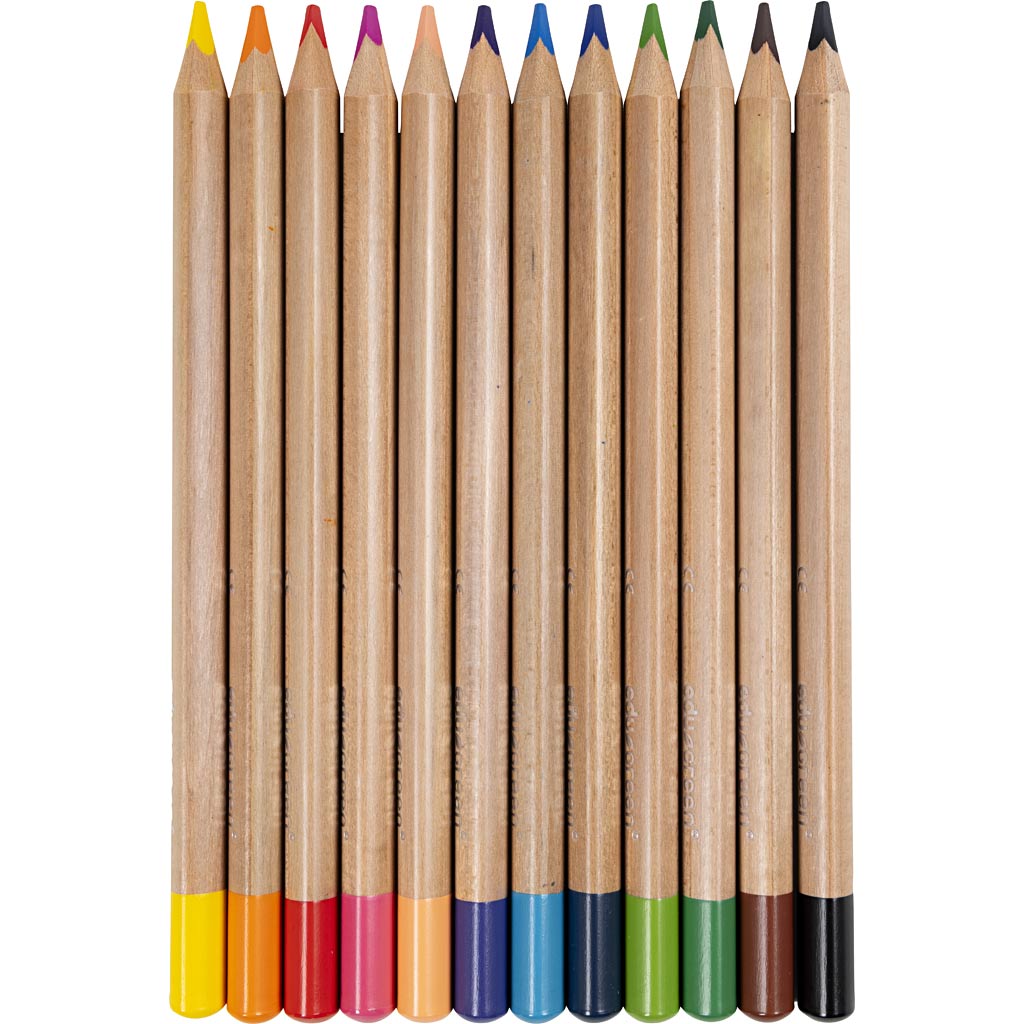 Edugreen Jumbo Coloured Pencils, thickness 10 mm, lead 5 mm, assorted colours, 12 pc/ 1 pack [HOB-408112]