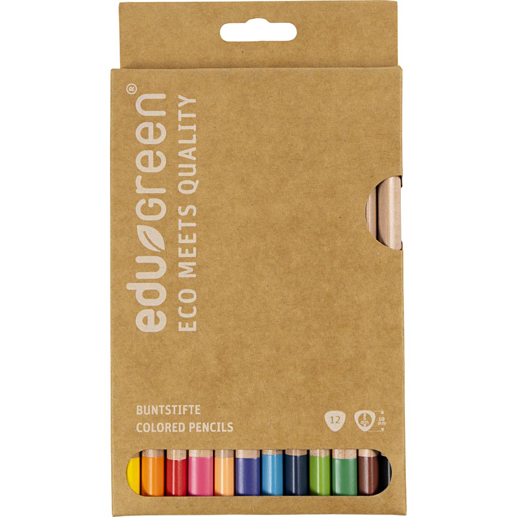 Edugreen Jumbo Coloured Pencils, thickness 10 mm, lead 5 mm, assorted colours, 12 pc/ 1 pack [HOB-408112]