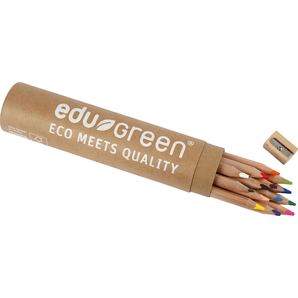 Edugreen Jumbo Coloured Pencils, lead 5 mm, assorted colours, 12 pc/ 1 pack [HOB-408114]