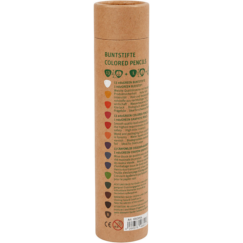 Edugreen Jumbo Coloured Pencils, lead 5 mm, assorted colours, 12 pc/ 1 pack [HOB-408114]