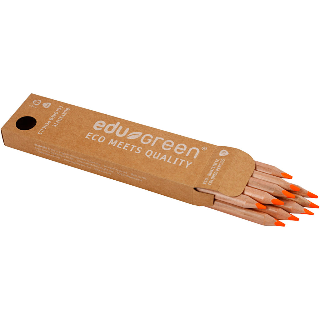 Edugreen Jumbo Coloured Pencils, lead 5 mm, orange, 10 pc/ 1 pack [HOB-408224]