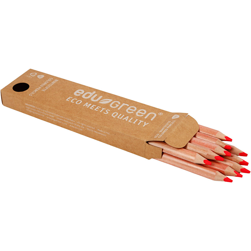 Edugreen Jumbo Coloured Pencils, lead 5 mm, red, 10 pc/ 1 pack [HOB-408236]