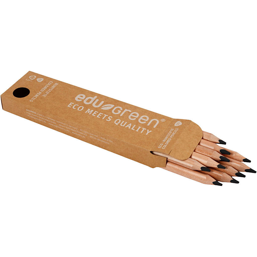 Edugreen Jumbo Coloured Pencils, lead 5 mm, black, 10 pc/ 1 pack [HOB-408284]