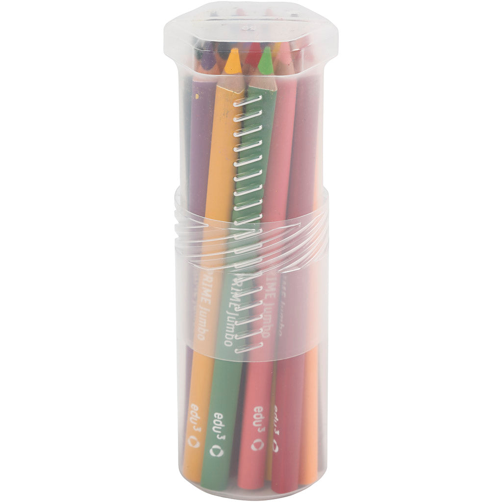 edu Jumbo Coloured Pencils, thickness 10 mm, lead 6,25 mm, assorted colours, 18 pc/ 1 pack [HOB-409018]