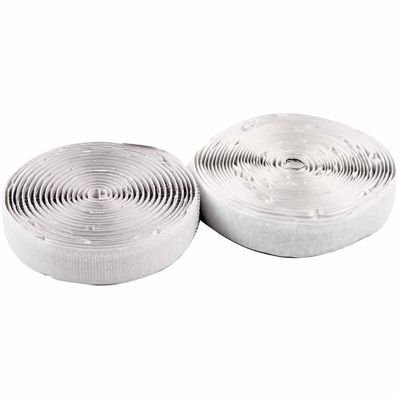 Hook & Loop, self-adhesive, W: 20 mm, white, 5 m/ 1 roll [HOB-41020]