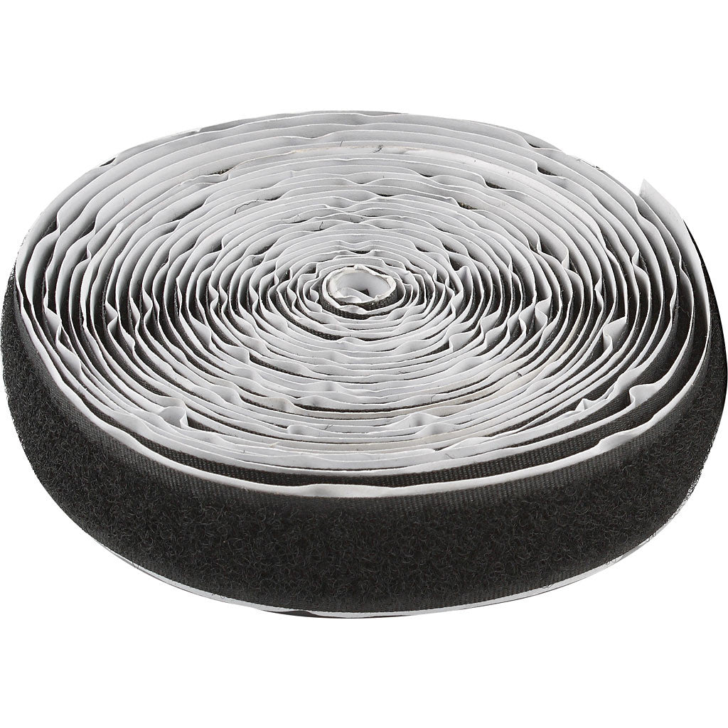 Hook & Loop, self-adhesive, W: 20 mm, black, 5 m/ 1 roll [HOB-41021]