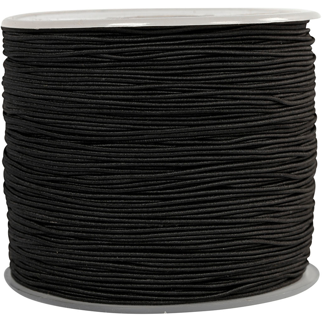 Elastic Cord, thickness 1 mm, black, 250 m/ 1 roll