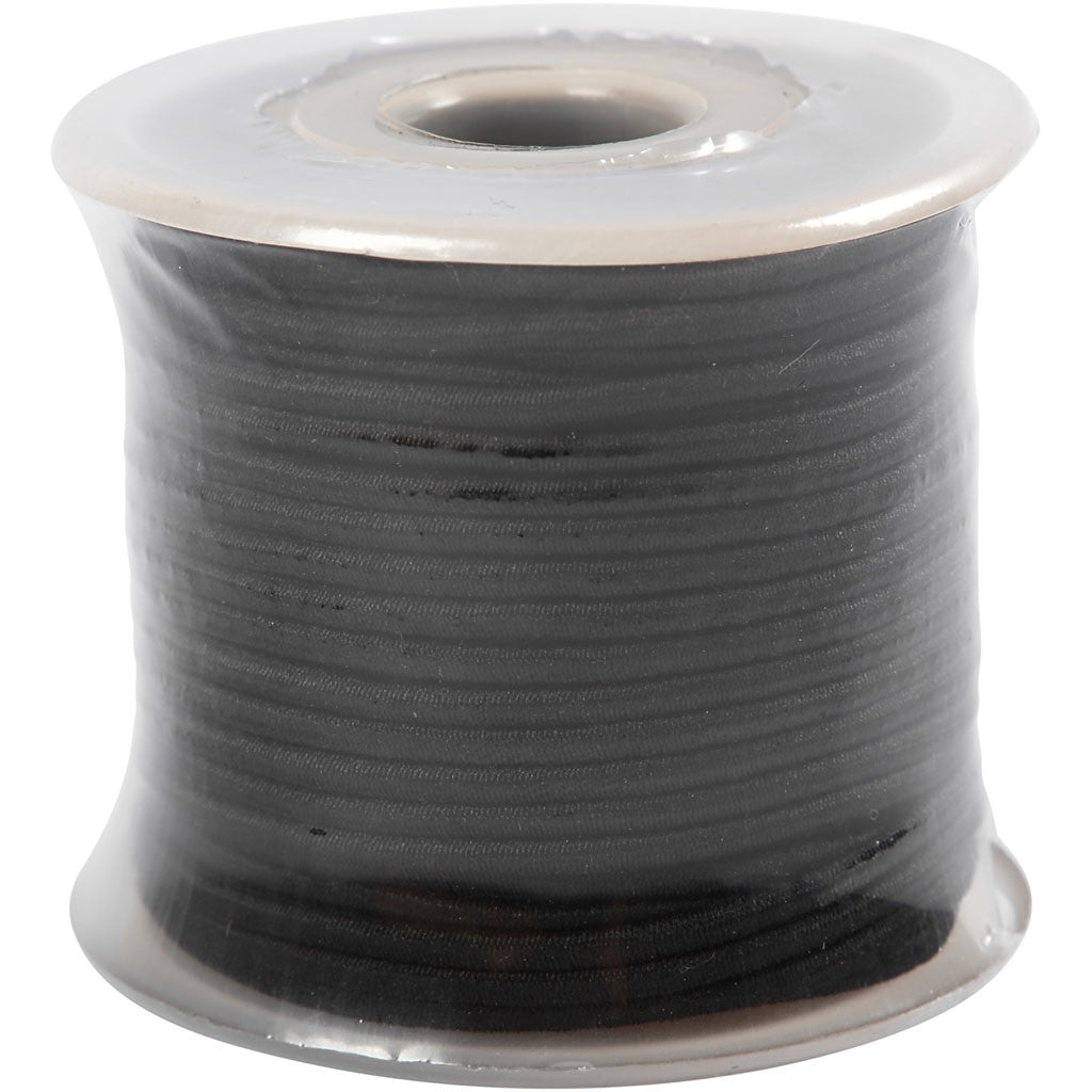 Elastic Cord, thickness 2 mm, black, 25 m/ 1 roll [HOB-410370]