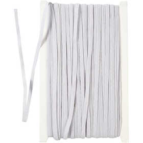 Elastic Beading Cord, W: 6 mm, white, 50 m/ 1 roll [HOB-41042]