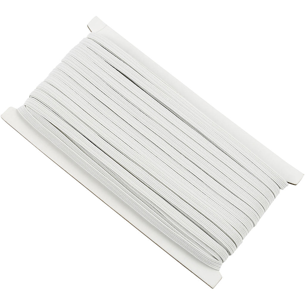 Elastic Beading Cord, W: 6 mm, white, 50 m/ 1 roll [HOB-41042]