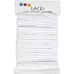 Crochet Lace Border , W: 10 mm, white, 10 m/ 1 roll [HOB-41092]