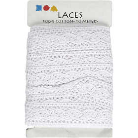 Crochet Lace Border , W: 30 mm, white, 10 m/ 1 roll [HOB-41093]
