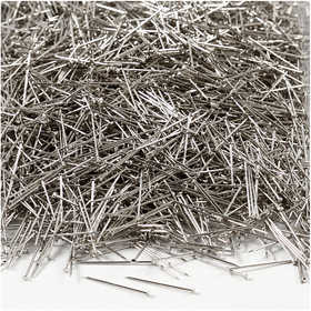 Straight Pins, L: 18 mm, thickness 0,6 mm, ca. 10000 pc, silver, 500 g/ 1 pack [HOB-41112]
