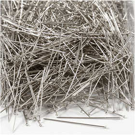 Straight Pins, L: 37 mm, thickness 0,7 mm, ca. 4500 pc, silver, 500 g/ 1 pack [HOB-41113]