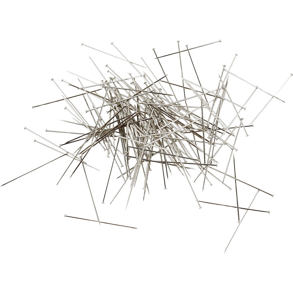 Straight Pins, L: 37 mm, thickness 0,7 mm, ca. 4500 pc, silver, 500 g/ 1 pack [HOB-41113]