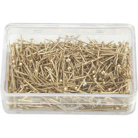 Straight Pins, L: 16 mm, thickness 0,65 mm, ca. 500 pc, gold, 35 g/ 1 pack [HOB-41122]