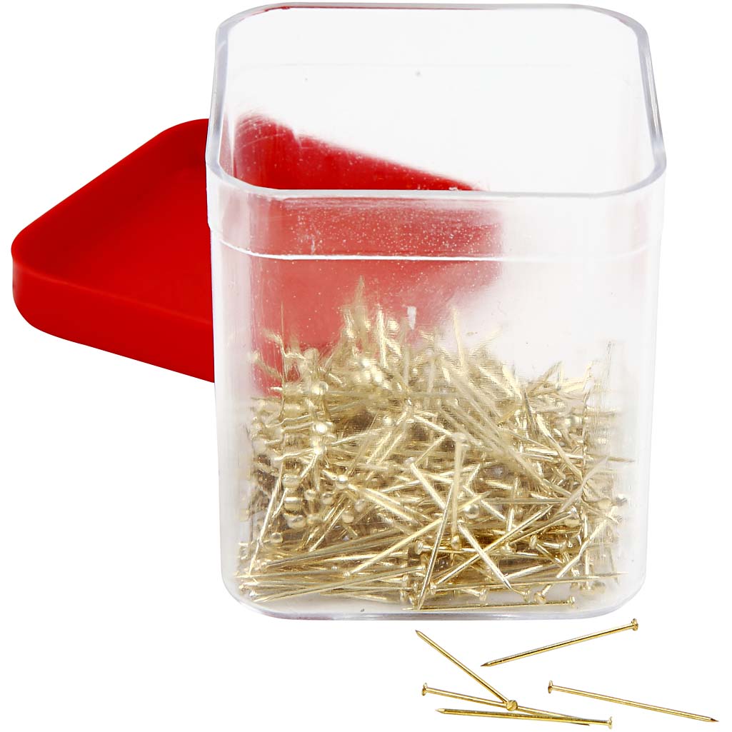 Straight Pins, L: 16 mm, thickness 0,65 mm, ca. 500 pc, gold, 35 g/ 1 pack [HOB-41122]