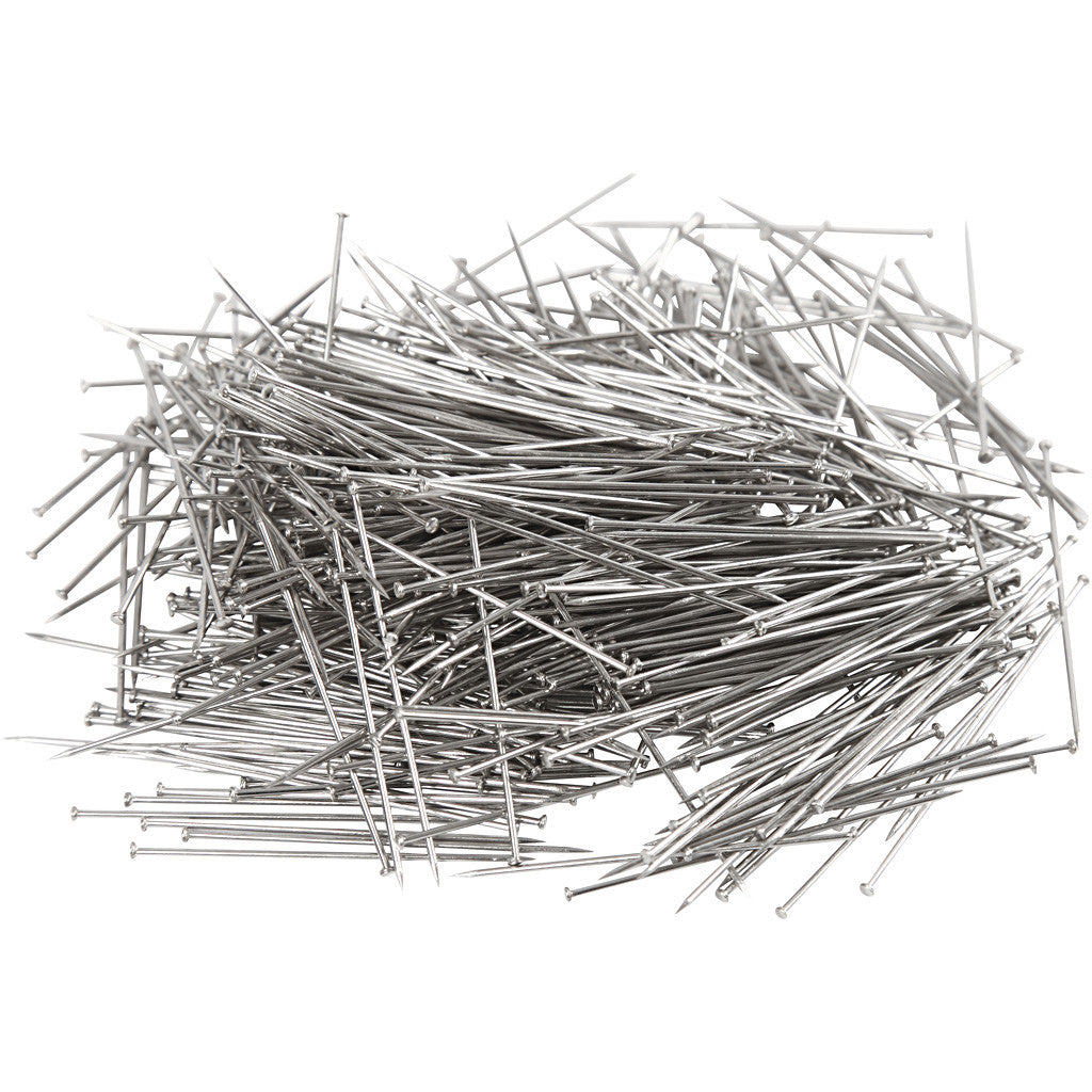 Straight Pins, L: 34 mm, thickness 0,6 mm, ca. 600 pc, silver, 50 g/ 1 pack [HOB-41129]