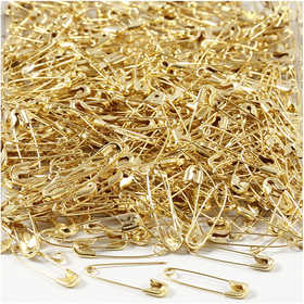 Safety Pins, L: 22 mm, thickness 0,6 mm, gold, 500 pc/ 1 pack [HOB-41133]