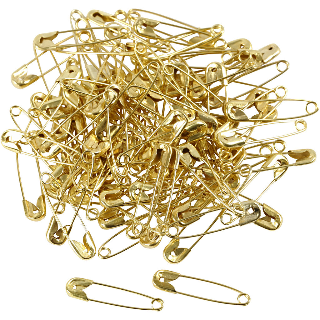 Safety Pins, L: 22 mm, thickness 0,6 mm, gold, 100 pc/ 1 pack [HOB-41136]